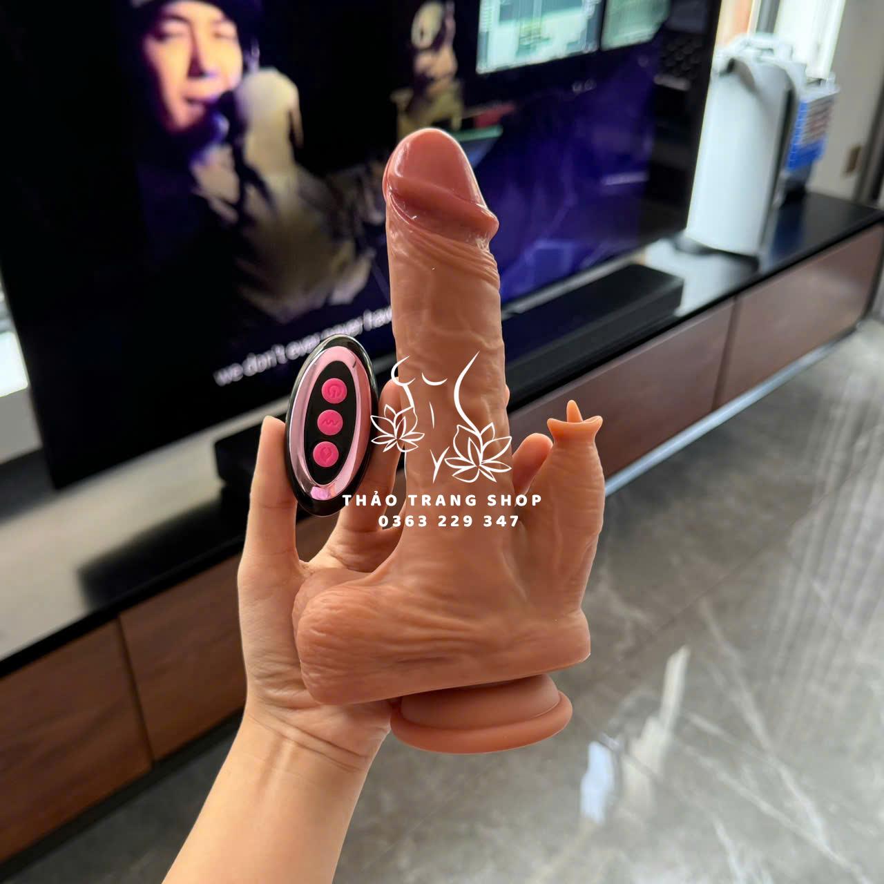 Cu giả rung thụt gắn tường nhánh lưỡi liếm cao cấp điều khiển từ xa