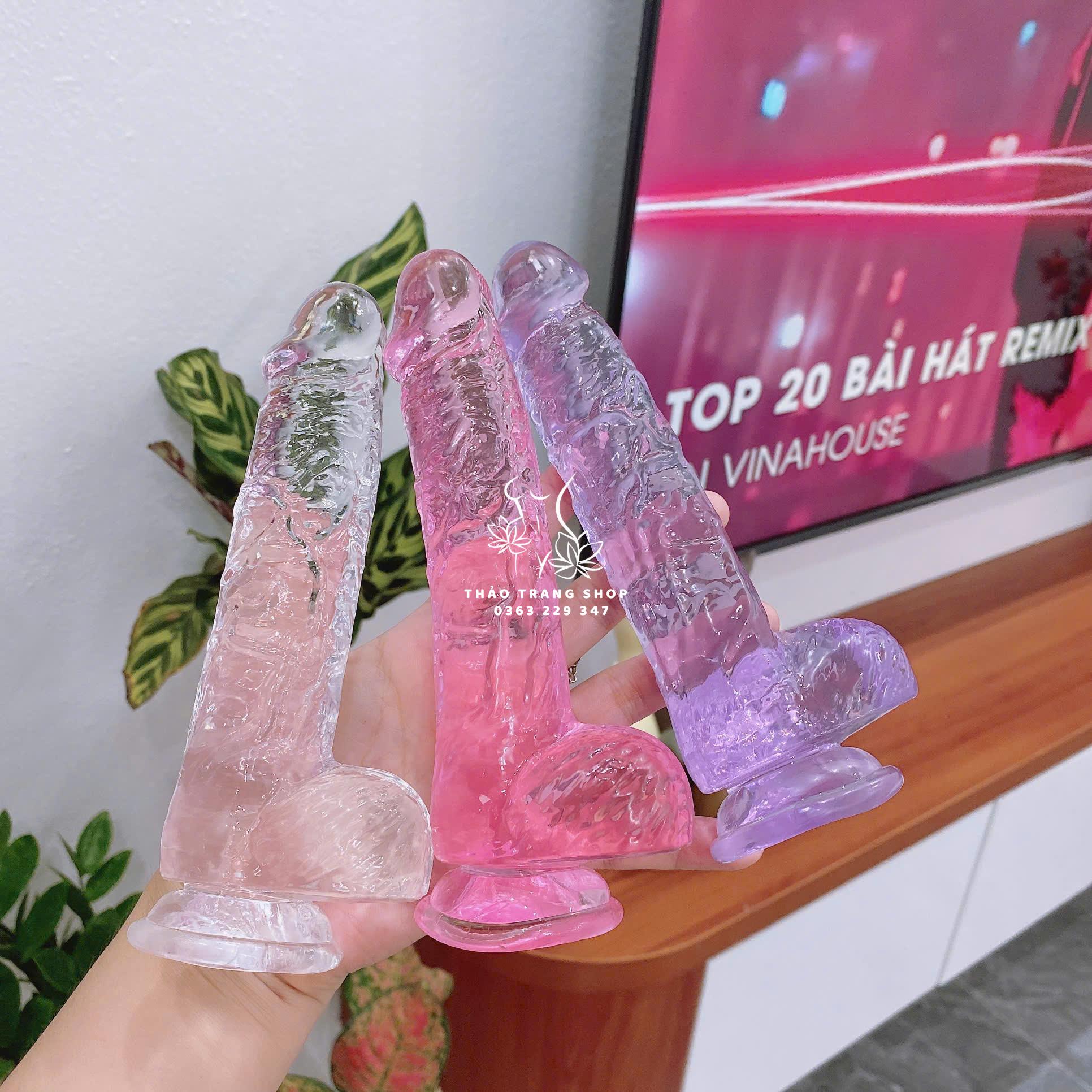 Dương vật giả gắn tường trong suốt size 3cm x 16,5cm - Ảnh 4