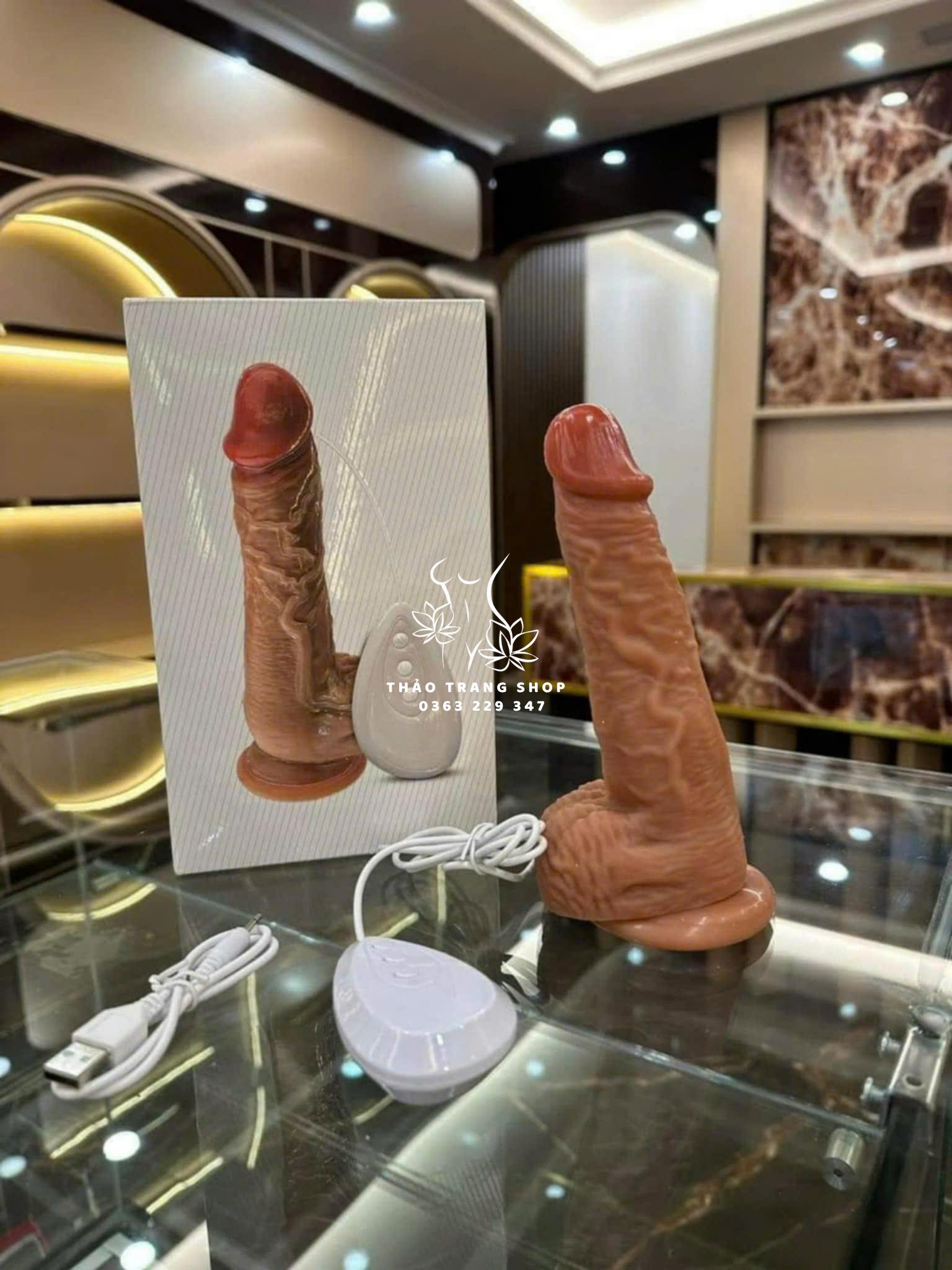 Cu giả rung thụt gắn tường thụt ngoáy cao cấp điều khiển từ xa