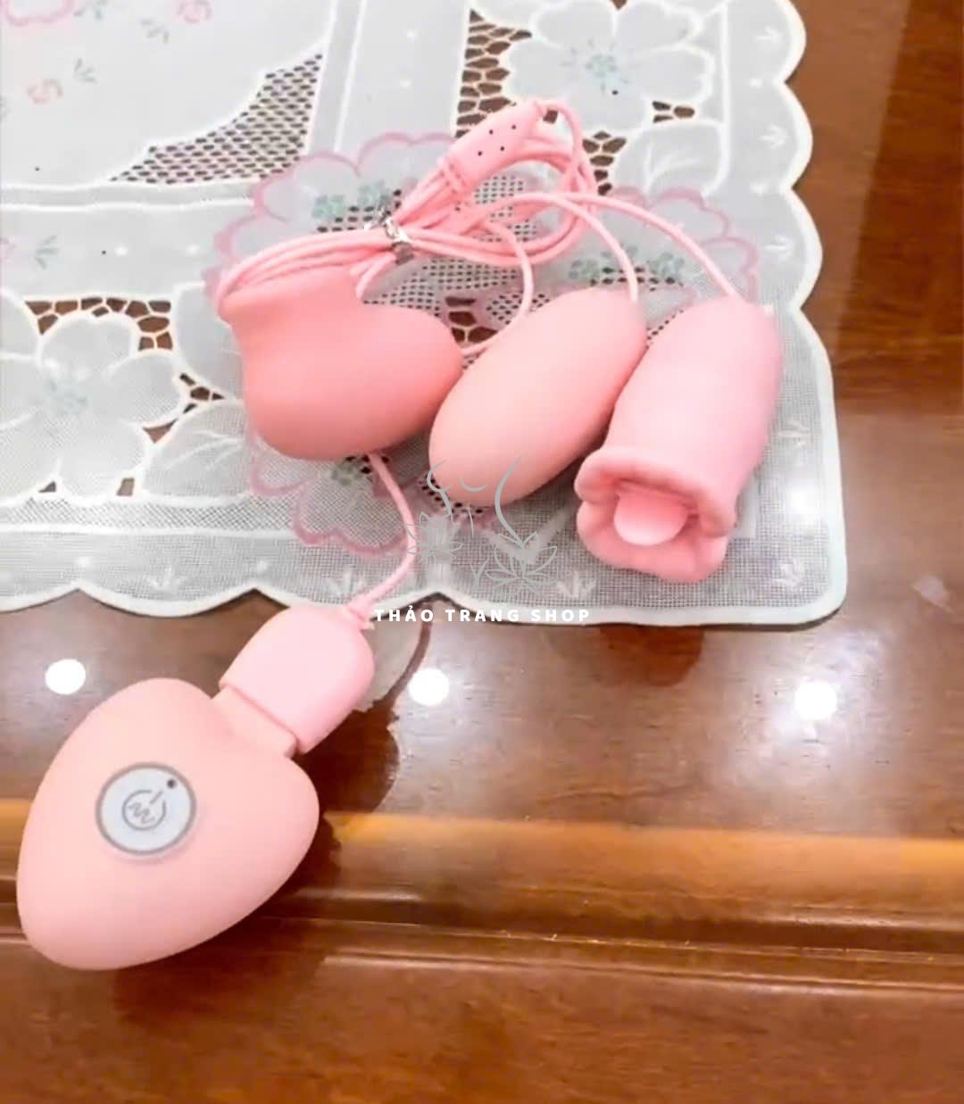 Trứng rung kết hợp lưỡi liếm bú mút 3 in 1 sạc usb