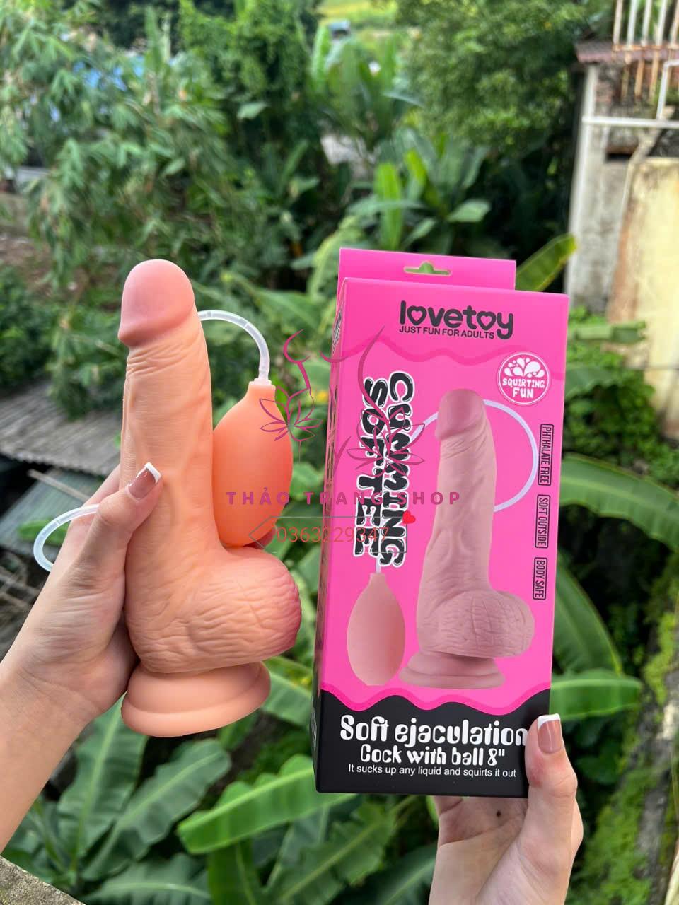 Dương vật giả mô phỏng bắn tinh Lovetoy silicon siêu mềm