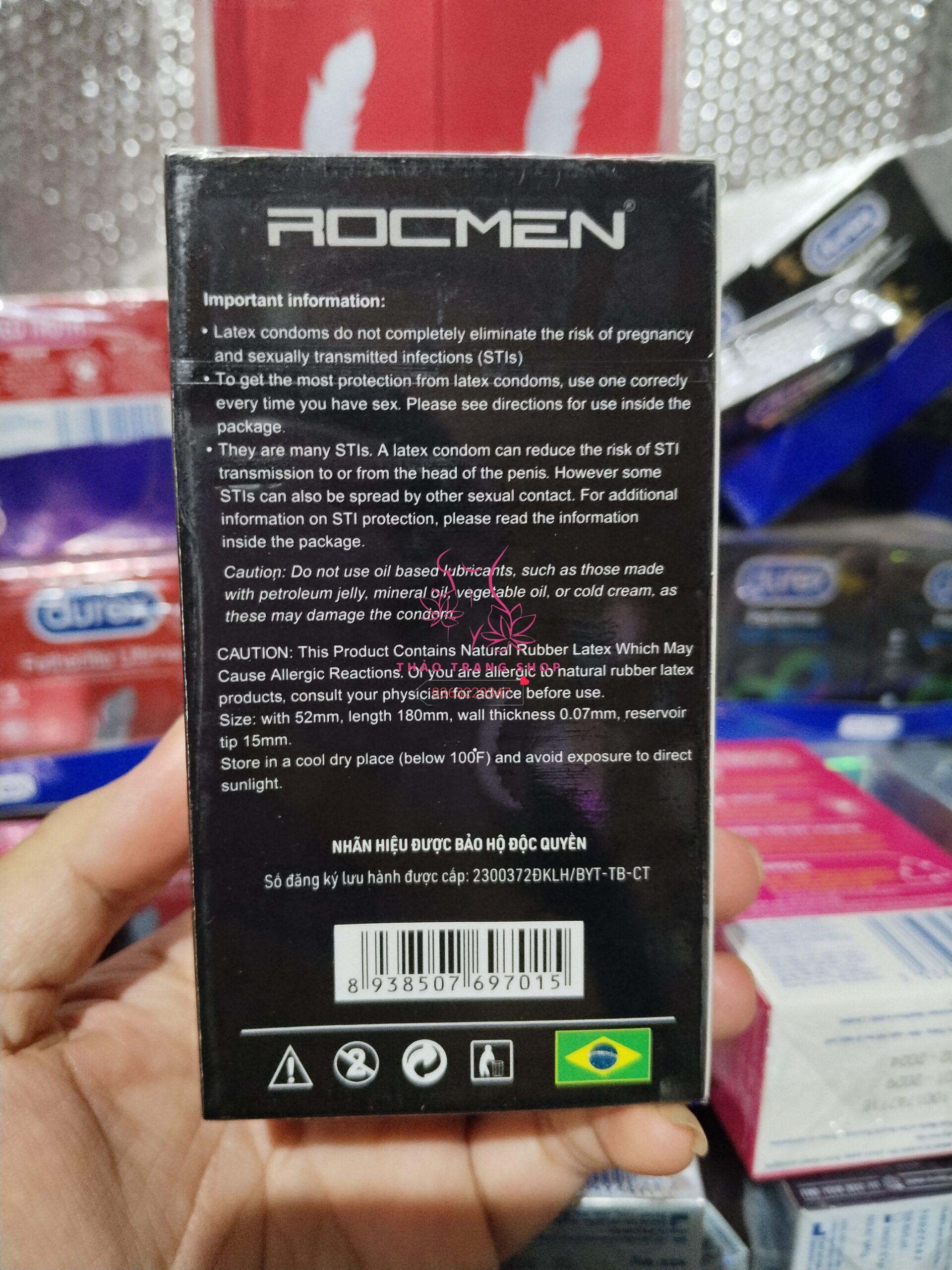 Bao cao su Rocmen Long Shock 4in1 hộp 12 chiếc kéo dài thời gian chính hãng - Ảnh 3