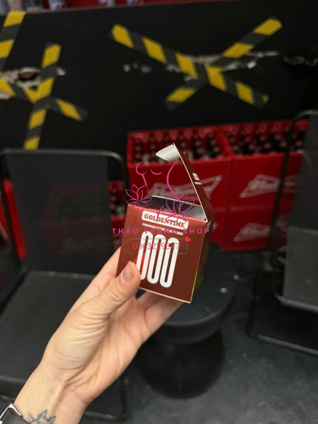 Bao GOLDENTIME 001mm siêu mỏng nhiều gel Có gai to,kichthich nữ Hộp 10c - Ảnh 2