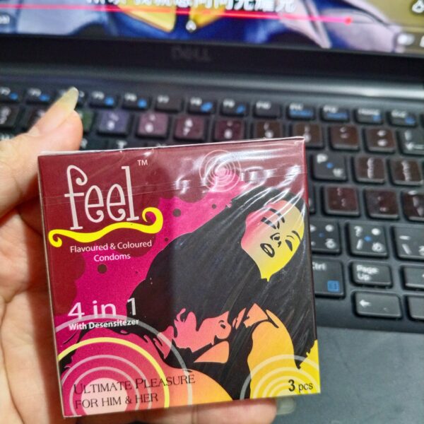Bao cao su Feel 4in1 gân gai nhám kéo dài thời gian hộp 3 chiếc