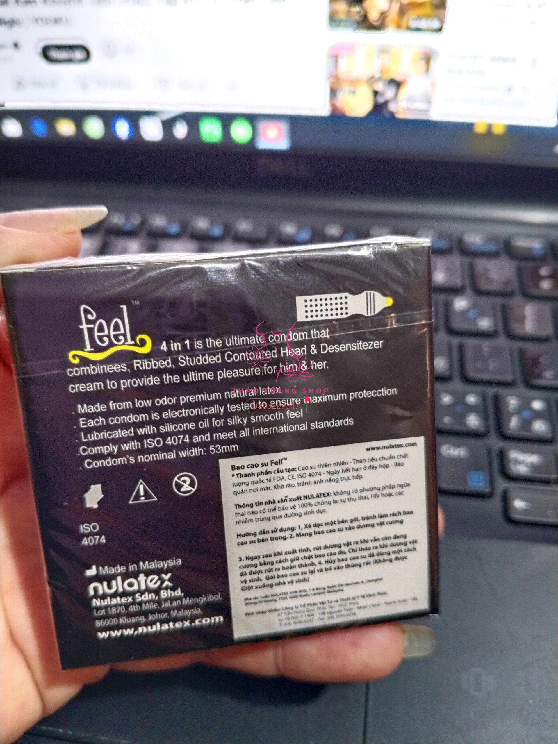 Bao cao su Feel 4in1 gân gai nhám kéo dài thời gian hộp 3 chiếc - Ảnh 3