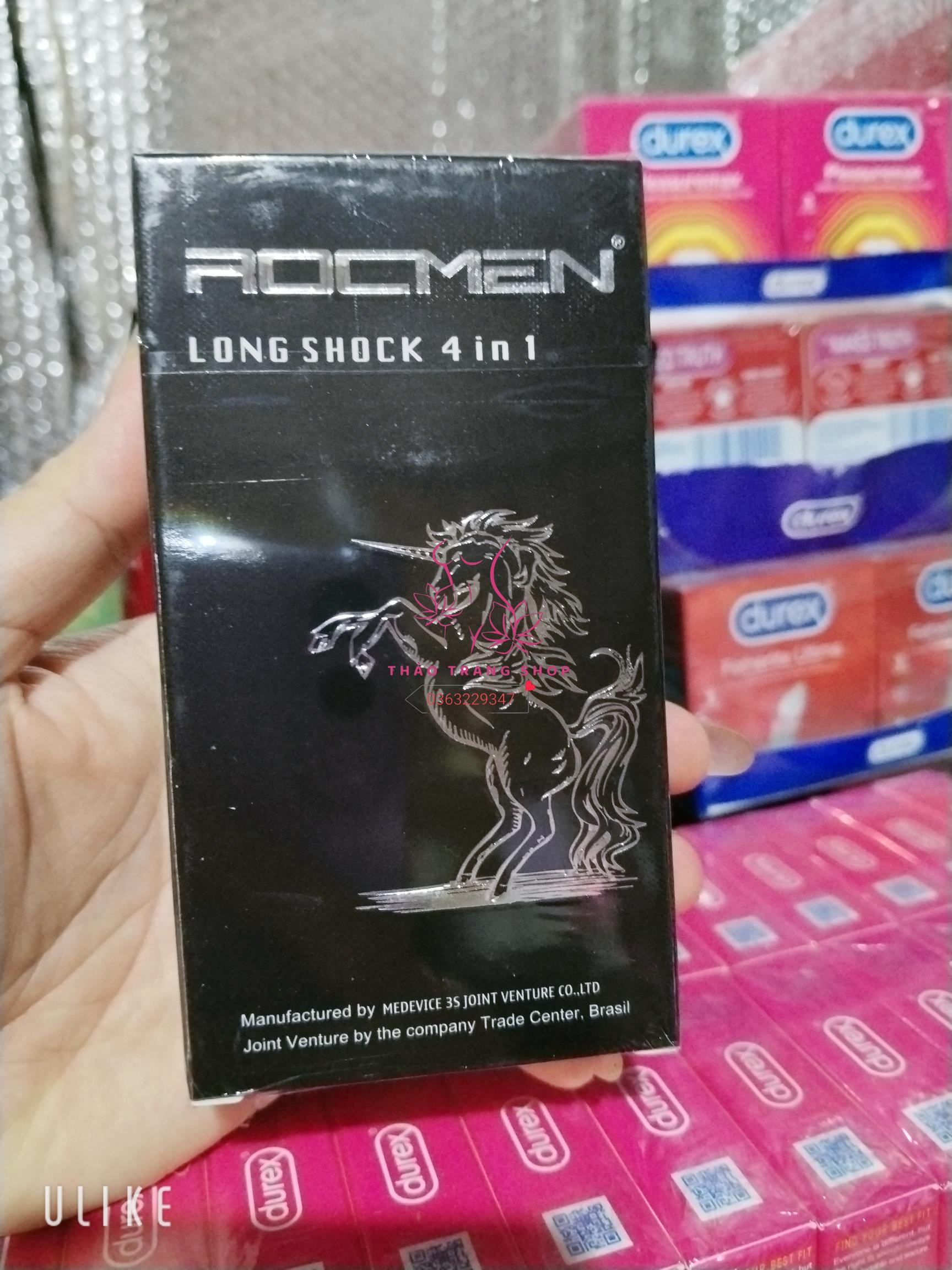 Bao cao su Rocmen Long Shock 4in1 hộp 12 chiếc kéo dài thời gian chính hãng